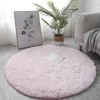 Carpets Colorful Circle Round Floor Mat Sitting Room Bathroom Carpet Decorative Cushion Plush Long Skin Fur Plain Area Rug