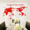 Adesivos mapa do mundo parede 3d acrílico adesivos de parede espelho tridimensional quarto escritório fundo decoração da parede adesivos