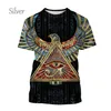 3D Men's and Women's Summer Pharaoh Anubis Tシャツ古代エジプトの神の目印刷