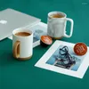 Mugs Creative Cork Bottom Ceramic Coffee Cup Heat Resistant Utsökt stil