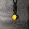 Pendant Necklaces Men Yellow Tiger Eye Stone Round Bead Black Rope Chain Necklace Wholesale Jewelry For Women Drop Delivery Pendants Ot5Rh