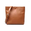 Bag Cowhide Women Messenger Soft Leather Bucket Handbags Fashion Summer Wild Simple Casual Small