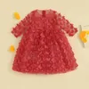Girl Dresses Kid Baby Butterfly Tulle Dress Valentine S Day Short Sleeve 3D Sweet Princess Party Spring Summer