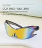 Sport vindtät färgglada solglasögon för män, futuristisk teknikstil i ett stycke solglasögon för kvinnor