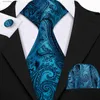 Neck Ties Neck Ties Teal Blue Paisley Mens 100% Silk Tie Hanky Gifts Necktie Wedding for Men Neck Tie Fashion Wool Adult One Size Barry.wang Grade a Y240325