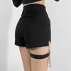Shorts pour femmes Sexy taille haute femmes maigre été chaîne gothique noir pantalon court dames harajuku y2k streetwear bandage