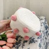 Baskets 2X Cotton Woven Storage Basket Cute Pompom Decor Sundries Finishing Box Nordic Cosmetic Toys Organizer Frame Pink S
