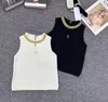 T-shirt femme Designer Knit Tee Tops Perle Inlay Coton Crop Top Vêtements Haut de gamme Sexy Pulls Gilet