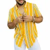 hawaiian Shirts For Men Vintage Summer Shirt Striped Shirt Short Sleeve Oversized Street Mens Designer Clothes Camisas De Hombre t7zP#