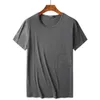 Confortable Hommes Ras Du Cou En Fiber De Bambou Viscose Maillot Noir Blanc Gris À Manches Courtes T-shirt Hommes Hauts D'été Plus La Taille 4XL 240315