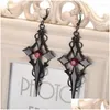 Dangle Chandelier Earrings 2024 Fashion Personality Vintage Premium Cross Pendant Steampunk Red Zircon Gothic For Girl Party Jewelry G Otyvo