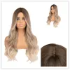 Perucas sintéticas S Qqxcaiw longo ondulado Ombre loira natural dois tons parte média cabelo resistente ao calor para mulheres afro-americanas 230629 Dro Dhu1Q