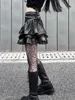 Skirts Ruibbit Original Japanese Harajuku Style Girl High Waist Ruffles Cute Black Denim Pleated Skitrs Preppy Mini Shorts