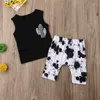 Kläder sätter 0-24months baby pojkar sommarkläder ärmlös toppbyxa kostym tryckt tank väst shorts byxor polka dot boy outfit