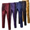 Primavera fino roxo floral terno calças homens festa de casamento dres calças fi calças casuais ouro vermelho preto pantales hombre z8Ho #