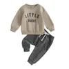 Giyim Setleri Toddler Bebek Bebek Bahar Sonbahar Harfleri Baskılı Yuvarlak Boyun Uzun Kollu Elastik Cepler Kıyafet Giysileri Külot Pantolon Seti
