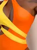 Designer de luxo bikini feminino novo bloco de cor triangular emagrecimento praia e beira-mar férias maiô