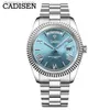 Armbandsur Cadisen C8185 Ice Blue Dial Sfäriska glas Mens Jan Miyota-8285 Movt Mens Mechanical Automatic Diving Watchc24410