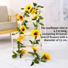 Decorative Flowers Wholesale Sunflowers Vine 2.3m Artificial Decoration Home Room Decor Wedding Plastic Flower