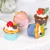 Flores decorativas 6 peças de bolo artificial, simulação de cupcake, modelo de comida falsa, exibição de sala de padaria, adereços de janela, festa de casamento