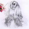 Lenços lenços para mulheres leve impressão floral padrão cachecol xale moda cetim cabelo longo cabeça de seda