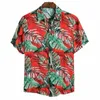 2023 Summer Men For Shirt Holiday Casual Fi Hawaiian Beach Dot Print Kort ärm Tops Aloha Kläder Streetwear 5xl Floral M8D6#