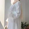 Ethnic Clothing Ramadan Open Abaya Islamic Sheer Organza Muslim Women Long Dresses Dubai Turkey Party Outfit Kimono Cardigan (No Inner)