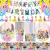 Kutular Prenses Parti Malzemeleri Doğum günkü dekorasyonlar için Balon Banner Tablo Decloth Kağıt Bardakları ve Tabak Peçeteleri Çocuk Kız İçin