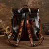 Sac à dos Style Vintage en cuir vieilli unisexe décontracté couche de tête en peau de vache Couple sac à bandoulière rétro hommes