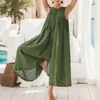 Sleeveless Jumpsuit Women Cotton Linen Flowy Wide Leg Pants Overalls Solid Color Casual Rompers Oversized Combinaison Femme 240315