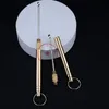 New Style Smoking Brass Mini Pipes Portable Key Ring Tobacco Pill Oil Rig Spoon Tobacco Dabber Seal Storage Bottle Stash Case Jar Container Cigarette Holder DHL