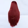 Brésil Couleur Couleur moyenne longue coiffure raide Headgear blanc Fibre chimique Fibre haute température Fibre européen et style américain Factory 13 * 4 Front Lace Wigless Wig