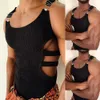 Mens de punto Tank Tops 2023 Nuevo Hombre Sexy Sleevel Muscle Chaleco Fi Slim Fit Crop Tops Hollow Undershirts Camisetas V2lK #