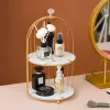 Bins Nordic Storage Rack with Mirror Elegant Makeup Storage Holder LargeCapacity Lipstick Perfume Shelf Cosmetic Organizer