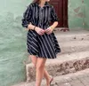 Casual Dresses Fashion 2024 Summer Sexy For Women Elegant Classic Black And White Striped Printed Long Sleeved Women's Dress