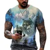 2024 Wolf T Shirt For Mens Animal Print Short Sleeve Top 3D Casual Street Man's T-shirt Oversized Tee Shirt Men Vintage Clothing N0g4#