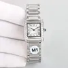 Brand Classic AAA Zircon Tank Watch Female Roman Number Quartz Wristwatch Stainless Steel Sapphire Glass Watch Francaise Clock Square Diamond Bezel 26mm