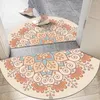 Carpets Water Absorbent Bath Mats Half Round Entrance Doormat Anti Slip Floor Mat Boho Ethnic Style Bedroom Carpet Bathroom Rugs