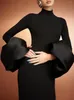 Robes décontractées 2024 Mode Black Bandage Robe pour femmes Élégant Long Slim Soirée Robe de soirée Chic Celebrity Vêtements Flare Manches