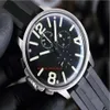 クラシックスタイルの男性腕時計45mmブラックダイヤン日本クォーツクロノグラフ洗練されたスチールケースプレミアムラバーストラップ高品質8111-274K