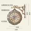 Väggklockor nordisk lyxklocka vintage tyst tvåsidig guld amerikansk stilig reloj de pared vardagsrum dekoration gpf50yh