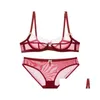 Set di reggiseni Intimo floreale Set reggiseno Y Mutandine di pizzo Sottile trasparente Intimo donna Tentazione Garza Spugna Ragazza Consegna goccia Ap Otoig