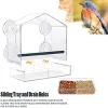 給餌窓鳥の餌箱補充可能なスライドトレイ、外の天候の雨、リスの証明耐性、排水雨水、透明な透明