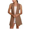 Womens Vesten Mode Mouwloos Turn Down Kraag Vest Voor Womem Slanke Elegante Lange Vest Commuter Casual Blazer Drop Levering Verschijnen Ot6Hm