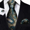 Gravatas de pescoço Gravatas de luxo para homens ouro marrom paisley floral ouro rosa azul vermelho verde prata gravata lenço abotoaduras conjunto presente barrywang 6117 y240325