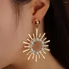 Brincos pendurados moda tendência jóias sol flor gota orelha studs manguito para presente de festa feminino