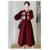 Elbiseler Hamile Kadın Giysileri Sonbahar Kış Uzun Örgü Elbiseler 2023 Yeni Düğme Vneck Patchwork Desen Kadın Annelik Elbise Sweater