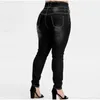 Jeans lunghi skinny neri grigi con bottoni taglie forti 4XL 5XL Pantaloni da donna skinny a vita alta elasticizzati a vita alta pantaloni da donna 240320