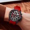 Relojes de pulsera MINIFOCUS Relojes de lujo para hombre 2024 Elegante reloj de cuarzo de negocios minimalista rojo Reloj de acero de sílice transpirable