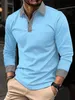 men's T-shirt Top Lg Sleeve Lapel Shirt Busin Casual Trend Breathable Quick Drying 35% Cott High Quality Top Polo Shirt g5pm#